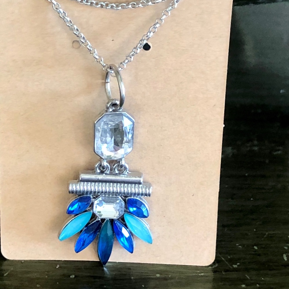 Artisan Handmade Blue Rhinestone Pendant Necklace - Picture 2 of 4